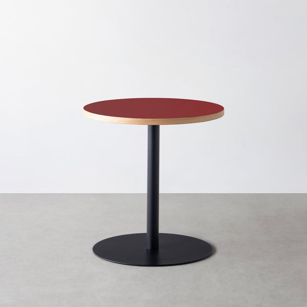 THE CAFE TABLE / リノリウム 全24色　Black Steel 1本脚 × ラウンド φ61 - 70