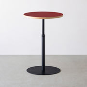 THE CAFE TABLE / リノリウム 全24色　Black Steel 1本脚 × ラウンド φ61 - 70