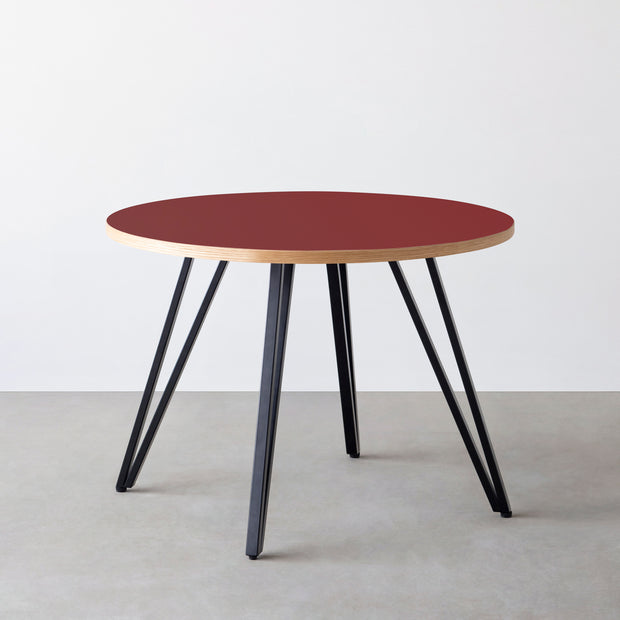 THE CAFE TABLE / リノリウム 全24色　Black Steel 4本脚 × ラウンド φ81 - 100