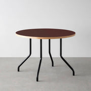 THE CAFE TABLE / リノリウム 全24色　Black Steel 4本脚 × ラウンド φ81 - 100