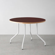 THE CAFE TABLE / リノリウム 全24色　White Steel 4本脚 × ラウンド φ81 - 100