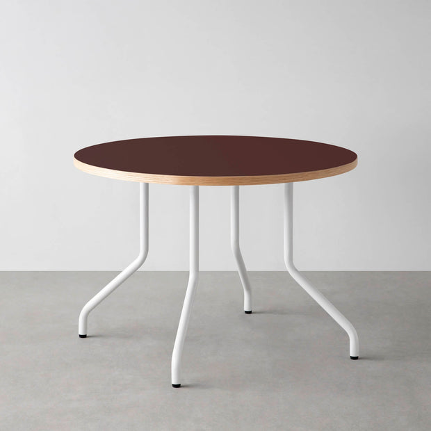 THE CAFE TABLE / リノリウム 全24色　White Steel 4本脚 × ラウンド φ81 - 100