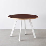 THE CAFE TABLE / リノリウム 全24色　White Steel 4本脚 × ラウンド φ81 - 100