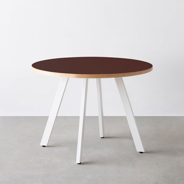 THE CAFE TABLE / リノリウム 全24色　White Steel 4本脚 × ラウンド φ81 - 100