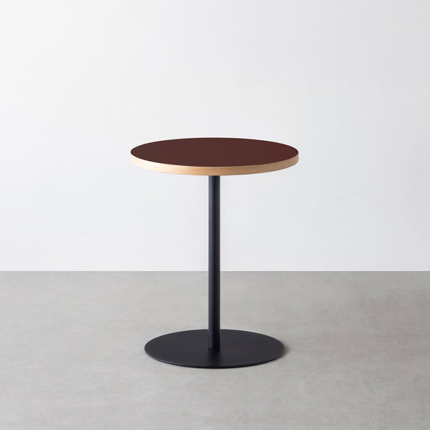 THE CAFE TABLE / リノリウム 全24色　Black Steel 1本脚 × ラウンド φ50 - 60