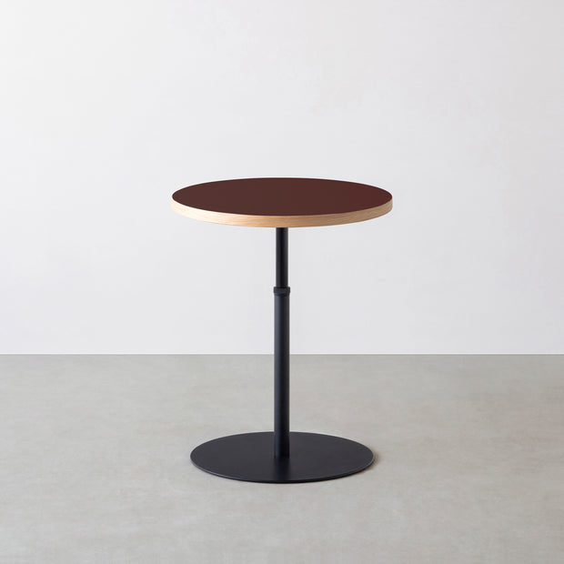 THE CAFE TABLE / リノリウム 全24色　Black Steel 1本脚 × ラウンド φ50 - 60