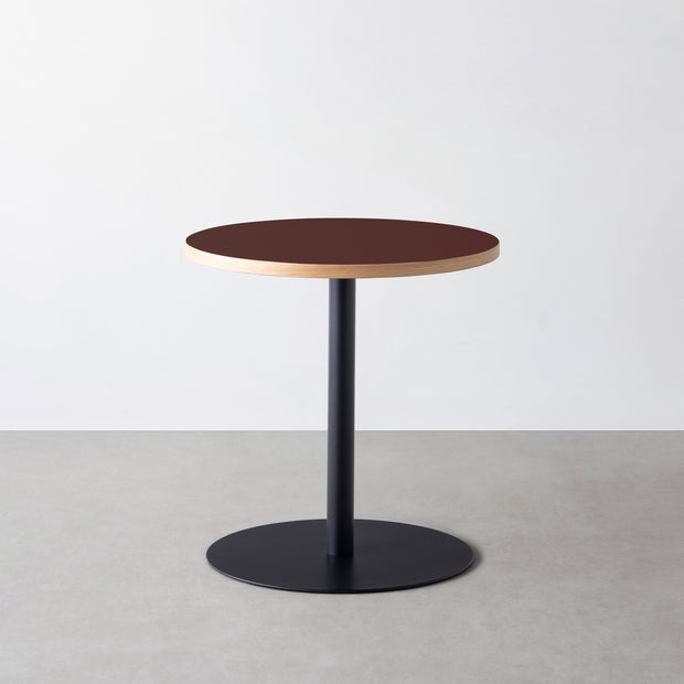 THE CAFE TABLE / リノリウム 全24色　Black Steel 1本脚 × ラウンド φ61 - 70
