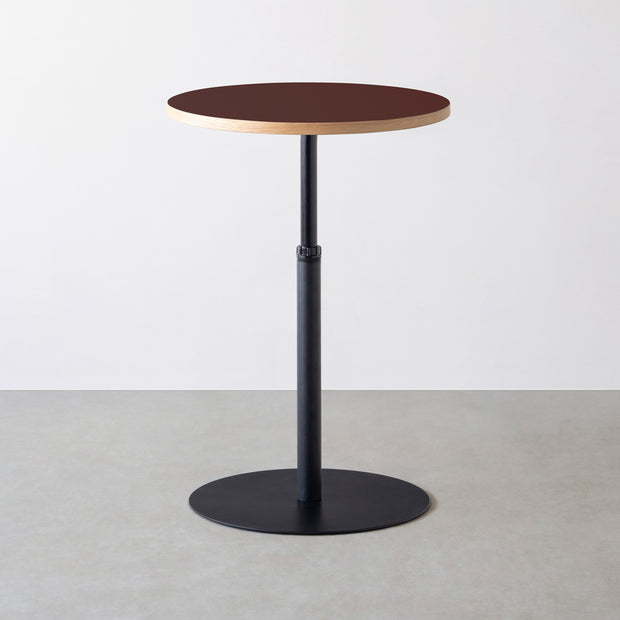 THE CAFE TABLE / リノリウム 全24色　Black Steel 1本脚 × ラウンド φ61 - 70
