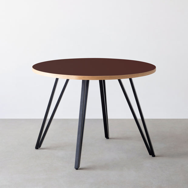 THE CAFE TABLE / リノリウム 全24色　Black Steel 4本脚 × ラウンド φ81 - 100
