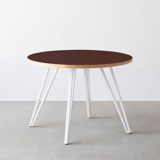 THE CAFE TABLE / リノリウム 全24色　White Steel 4本脚 × ラウンド φ81 - 100