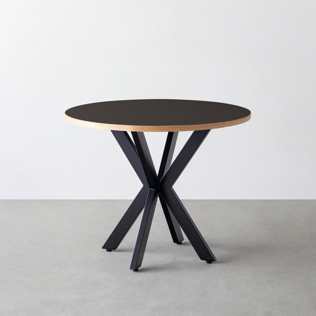 THE CAFE TABLE / リノリウム 全24色　Black Steel カフェX × ラウンド φ81 - 90