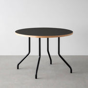 THE CAFE TABLE / リノリウム 全24色　Black Steel 4本脚 × ラウンド φ81 - 100