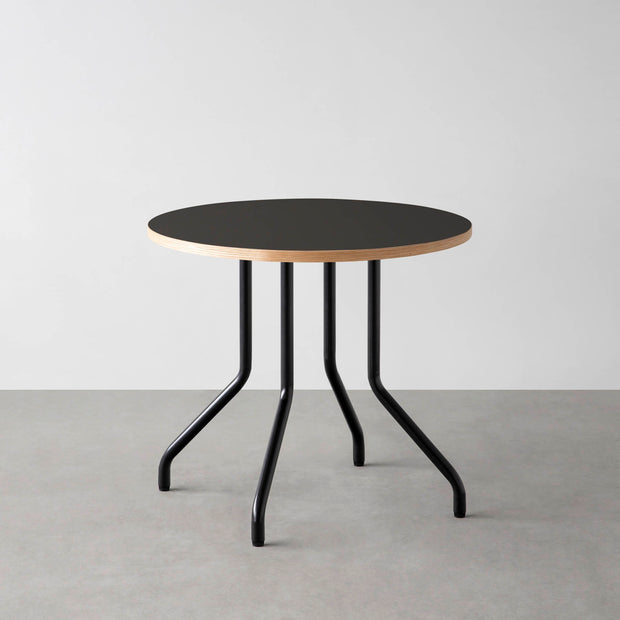 THE CAFE TABLE / リノリウム 全24色　Black Steel 4本脚 × ラウンド φ61 - 80