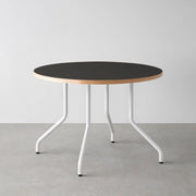 THE CAFE TABLE / リノリウム 全24色　White Steel 4本脚 × ラウンド φ81 - 100