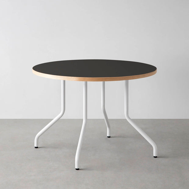 THE CAFE TABLE / リノリウム 全24色　White Steel 4本脚 × ラウンド φ81 - 100