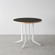 THE CAFE TABLE / リノリウム 全24色　White Steel 4本脚 × ラウンド φ61 - 80