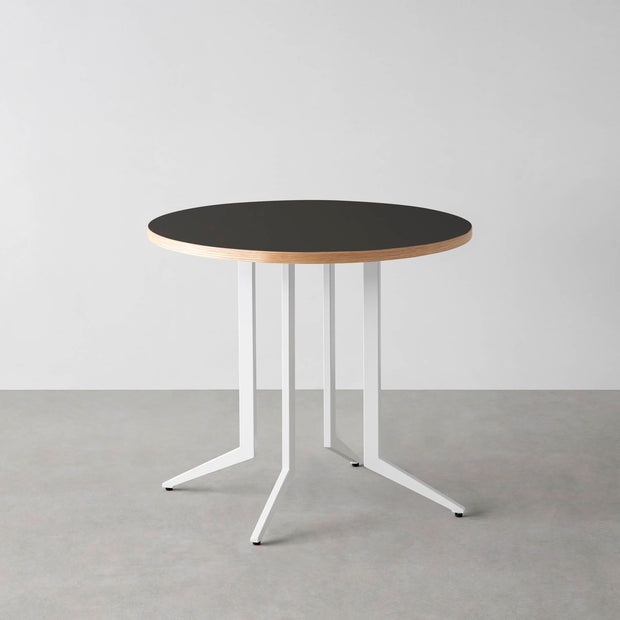 THE CAFE TABLE / リノリウム 全24色　White Steel 4本脚 × ラウンド φ61 - 80