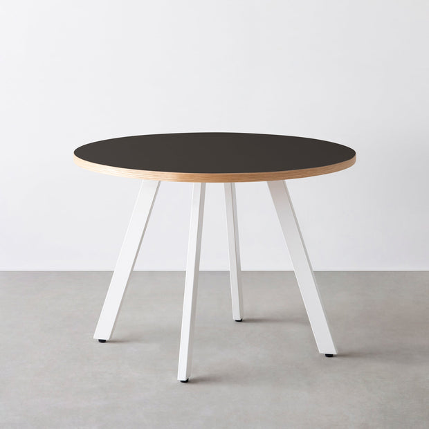 THE CAFE TABLE / リノリウム 全24色　White Steel 4本脚 × ラウンド φ81 - 100