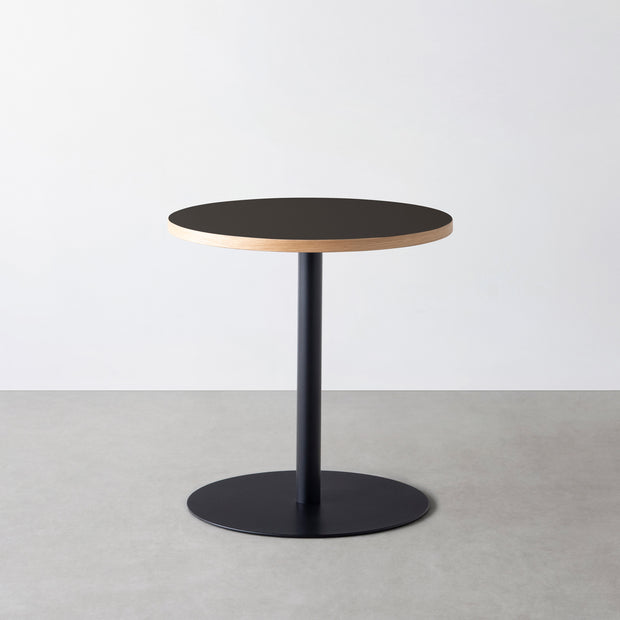 THE CAFE TABLE / リノリウム 全24色　Black Steel 1本脚 × ラウンド φ61 - 70
