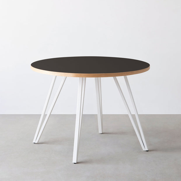 THE CAFE TABLE / リノリウム 全24色　White Steel 4本脚 × ラウンド φ81 - 100
