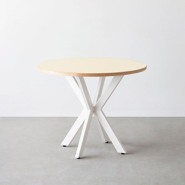 THE CAFE TABLE / リノリウム 全24色　White Steel カフェX × ラウンド φ81 - 90