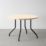 THE CAFE TABLE / リノリウム 全24色　Black Steel 4本脚 × ラウンド φ81 - 100