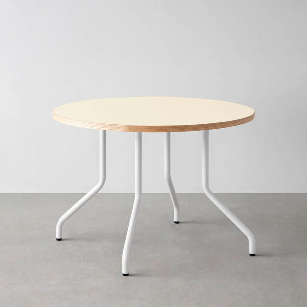 THE CAFE TABLE / リノリウム 全24色　White Steel 4本脚 × ラウンド φ81 - 100