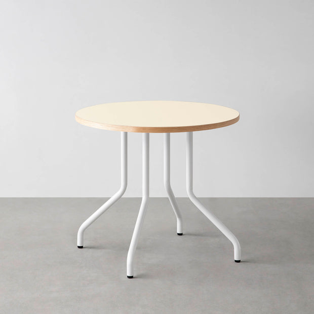 THE CAFE TABLE / リノリウム 全24色　White Steel 4本脚 × ラウンド φ61 - 80