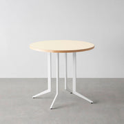 THE CAFE TABLE / リノリウム 全24色　White Steel 4本脚 × ラウンド φ61 - 80