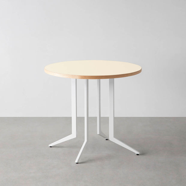 THE CAFE TABLE / リノリウム 全24色　White Steel 4本脚 × ラウンド φ61 - 80