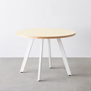 THE CAFE TABLE / リノリウム 全24色　White Steel 4本脚 × ラウンド φ81 - 100