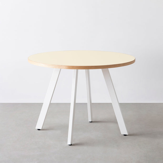 THE CAFE TABLE / リノリウム 全24色　White Steel 4本脚 × ラウンド φ81 - 100