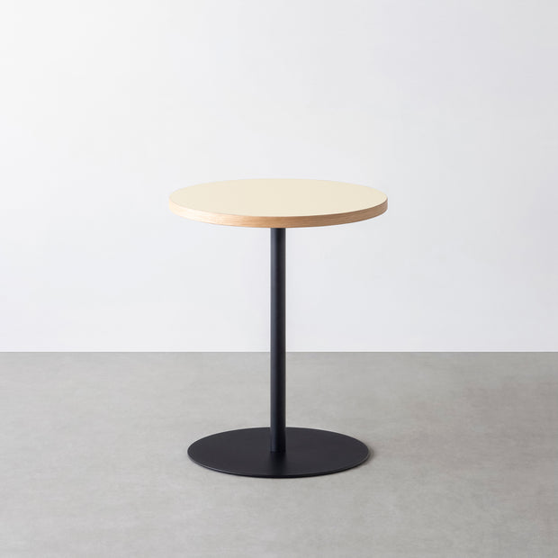 THE CAFE TABLE / リノリウム 全24色　Black Steel 1本脚 × ラウンド φ50 - 60