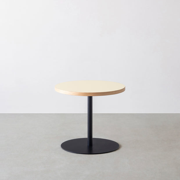 THE CAFE TABLE / リノリウム 全24色　Black Steel 1本脚 × ラウンド φ50 - 60