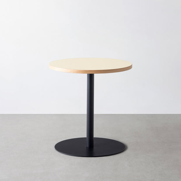 THE CAFE TABLE / リノリウム 全24色　Black Steel 1本脚 × ラウンド φ61 - 70