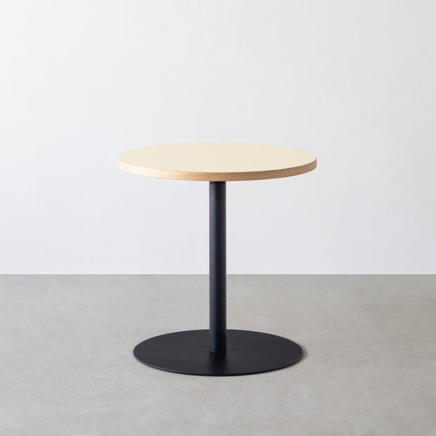 THE CAFE TABLE / リノリウム 全24色　Black Steel 1本脚 × ラウンド φ61 - 70