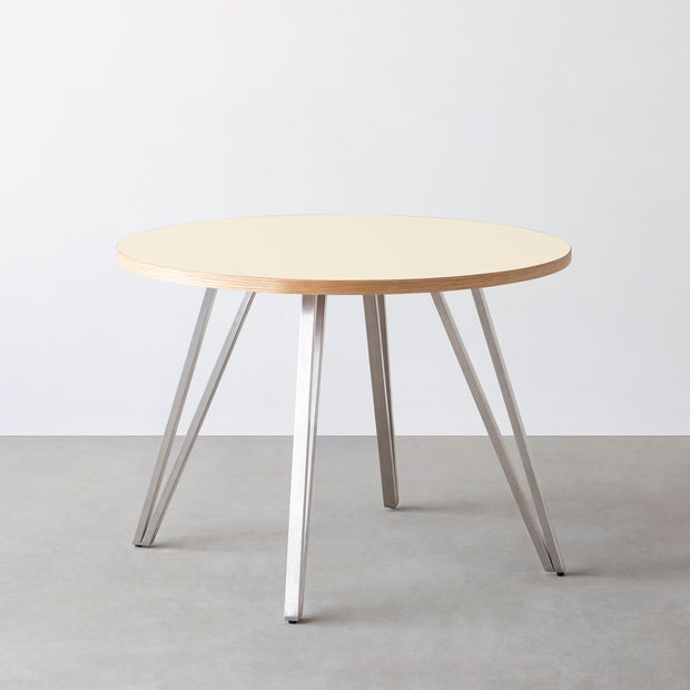 THE CAFE TABLE / リノリウム 全24色　Stainless 4本脚 × ラウンド φ81 - 100