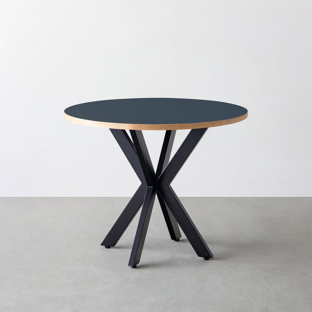 THE CAFE TABLE / リノリウム 全24色　Black Steel カフェX × ラウンド φ81 - 90