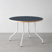 THE CAFE TABLE / リノリウム 全24色　White Steel 4本脚 × ラウンド φ81 - 100
