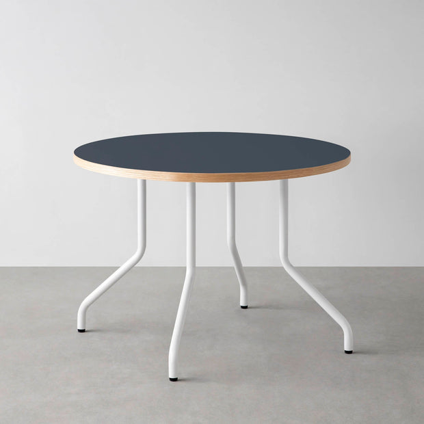 THE CAFE TABLE / リノリウム 全24色　White Steel 4本脚 × ラウンド φ81 - 100
