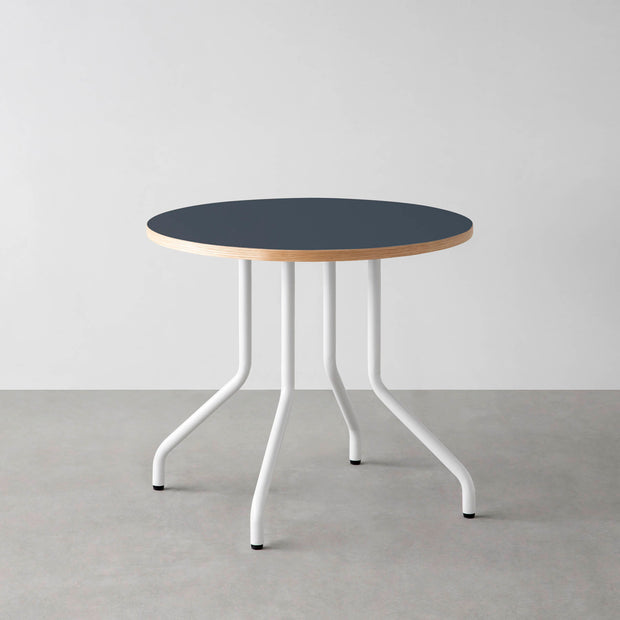THE CAFE TABLE / リノリウム 全24色　White Steel 4本脚 × ラウンド φ61 - 80