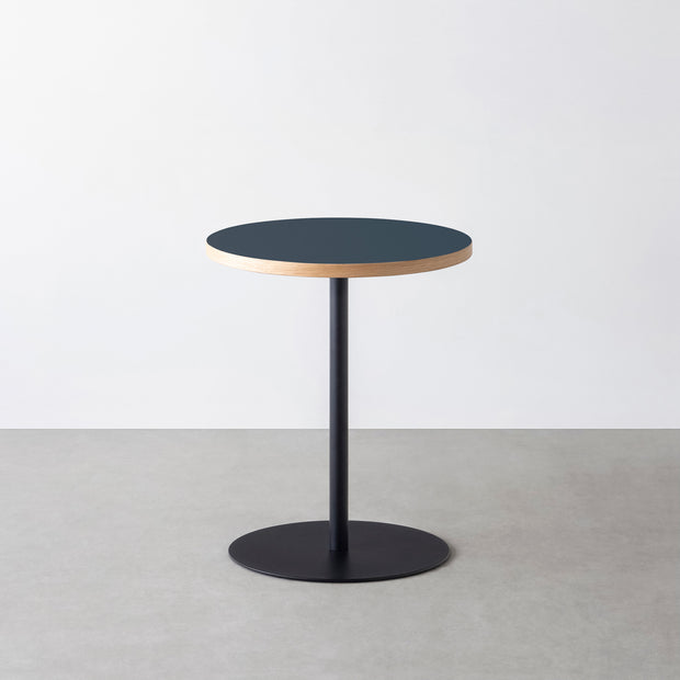 THE CAFE TABLE / リノリウム 全24色　Black Steel 1本脚 × ラウンド φ50 - 60