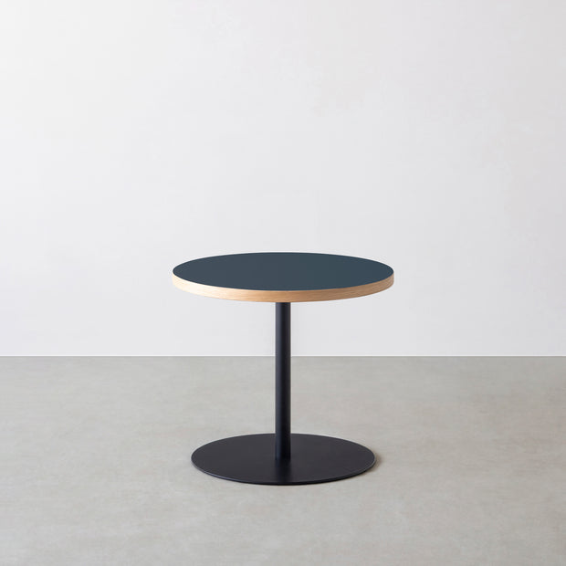 THE CAFE TABLE / リノリウム 全24色　Black Steel 1本脚 × ラウンド φ50 - 60