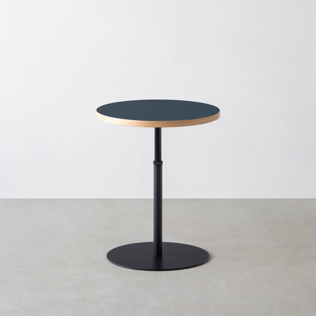 THE CAFE TABLE / リノリウム 全24色　Black Steel 1本脚 × ラウンド φ50 - 60