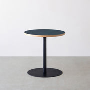 THE CAFE TABLE / リノリウム 全24色　Black Steel 1本脚 × ラウンド φ61 - 70