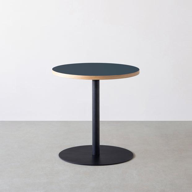 THE CAFE TABLE / リノリウム 全24色　Black Steel 1本脚 × ラウンド φ61 - 70
