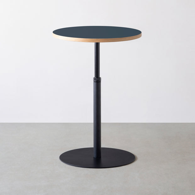 THE CAFE TABLE / リノリウム 全24色　Black Steel 1本脚 × ラウンド φ61 - 70