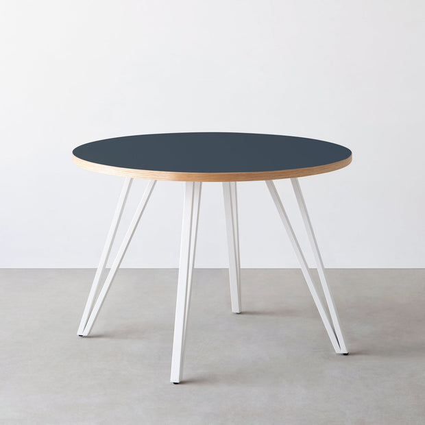 THE CAFE TABLE / リノリウム 全24色　White Steel 4本脚 × ラウンド φ81 - 100