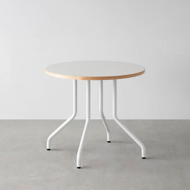 THE CAFE TABLE / リノリウム 全24色　White Steel 4本脚 × ラウンド φ61 - 80