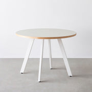 THE CAFE TABLE / リノリウム 全24色　White Steel 4本脚 × ラウンド φ81 - 100